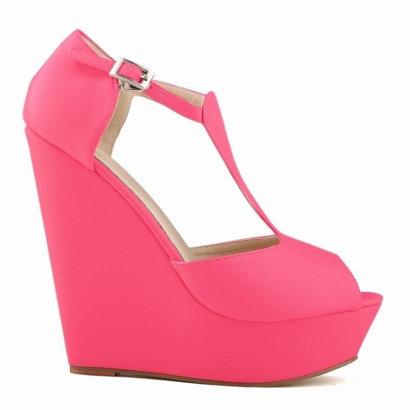 Women Sexy Sandals T-Strap Open Toe Shoes Matte Elegant Wedge Platform Pumps High Heels Shoe