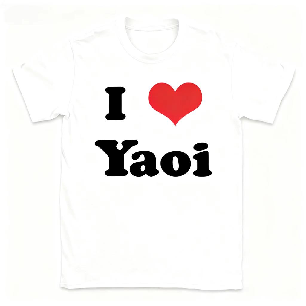 Funny I Love Yaoi Tshirt Round Neck Oversized Unisex Streetwear Trendy Cotton Printed Cotton Neutral Couples High Quality Soft