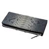 Artemis Classic L-Shaped Slim Gray Python Long Wallet (ZW0008) - Men's Long Wallet with Zipper, Snake Pattern, and Genuine Leather