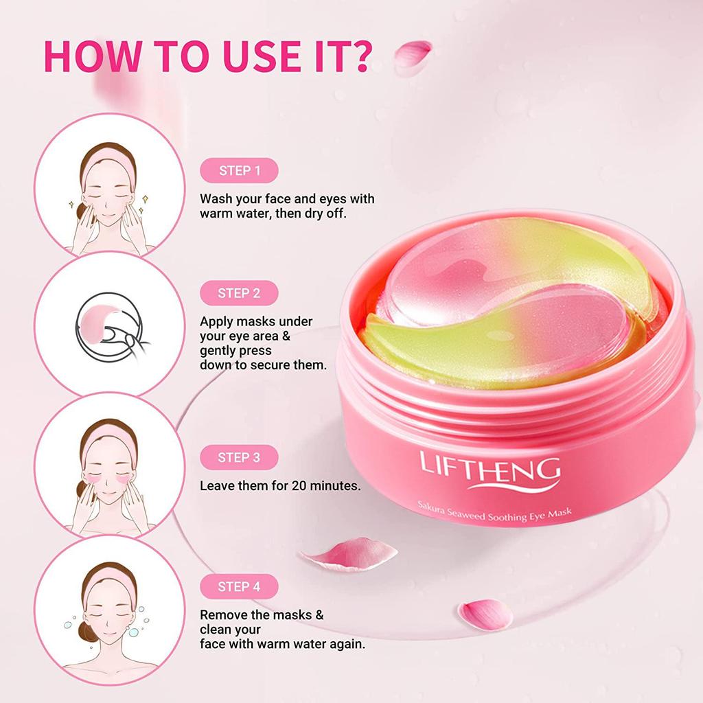 Маски для глаз с водорослями Cherry Blossom LIFTHENG 60 шт./бутылка