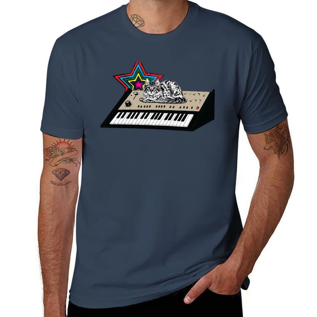 Synth Cat TShirt Plus Size Workout Short Sleeve Top