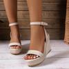 Fashion Fashion Wedge Sandals for Women Summer Casual Non-slip Peep Toe Platform Shoes Rubber Sole Buckle Elegant Heel Woman Sandale