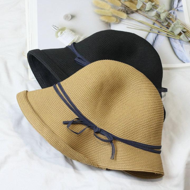 Hepburn wind shade straw hat women's retro foldable basin hat literary fisherman hat simple sun hat casual cool hat