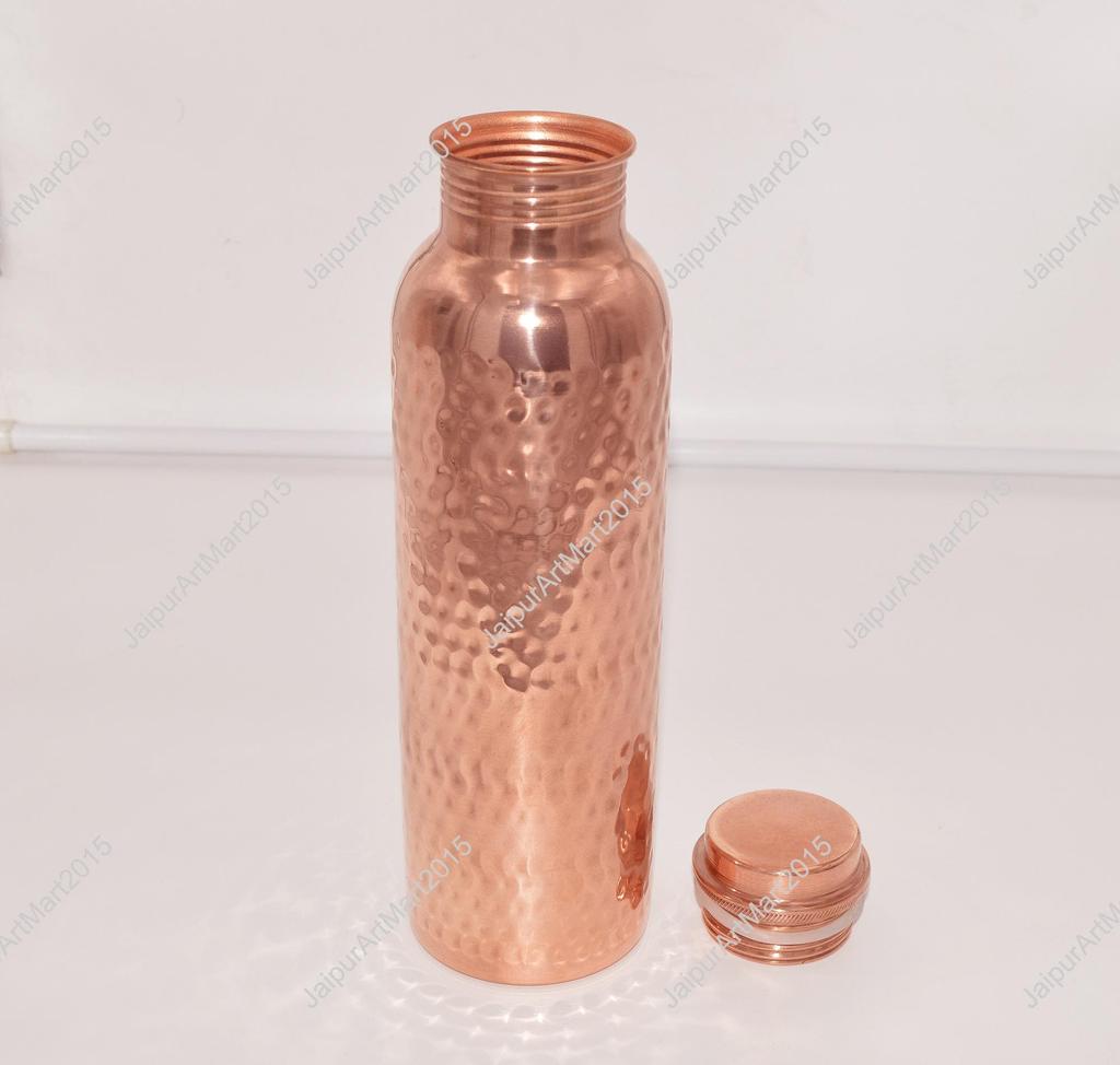 Pure Copper Bottle for Drinking Water - Indian Handmade Ayurveda and Yoga Health Benefits Water Bottle Copper Anniversary Gift - 32 Oz
