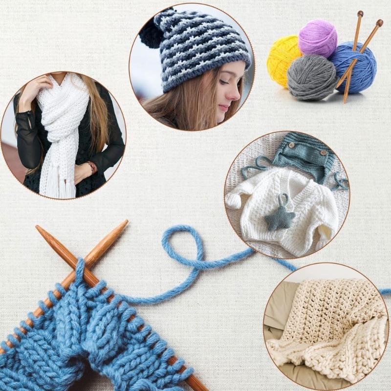 Набор из 7 пар бамбуковых спиц от 4 мм до 10 мм, гладкие деревянные спицы для вязания крючком и рукоделия