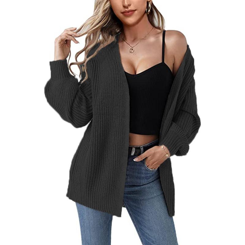 INDFS Женская мода Повседневный Осень Зима Однотонный Принт Длинный Рукав V-образный Вырез Свитера