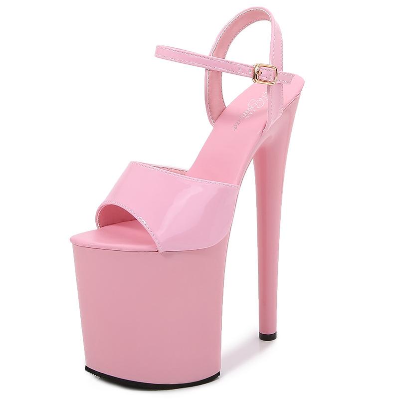 Fashion Sandals Patent Leather 20cm Platform  Stiletto Heels Sexy Sandals Women Pole Dancing Shoes Nightclub Sandals Plus Size 34-45