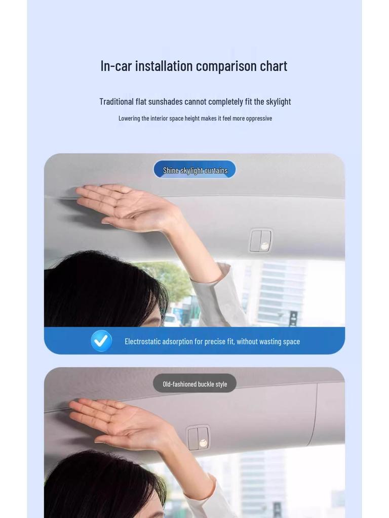 Tesla Model 3/Y Sunroof Sunshade: Heat-Blocking Static Screen for Sun Protection