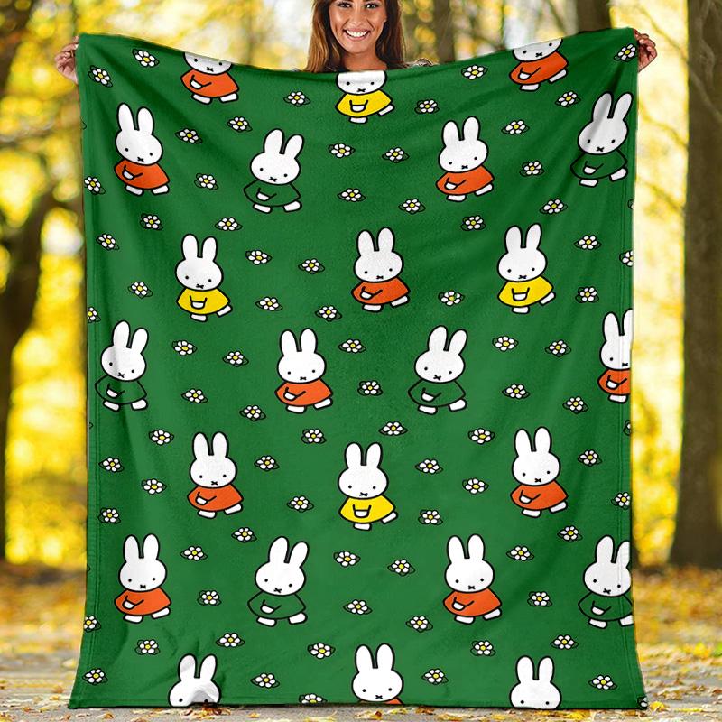 1pc Miffy1 Theme Blanket - Digital Print, Polyester, Cozy for All Seasons, Perfect for Outdoor, Camping, and Travel