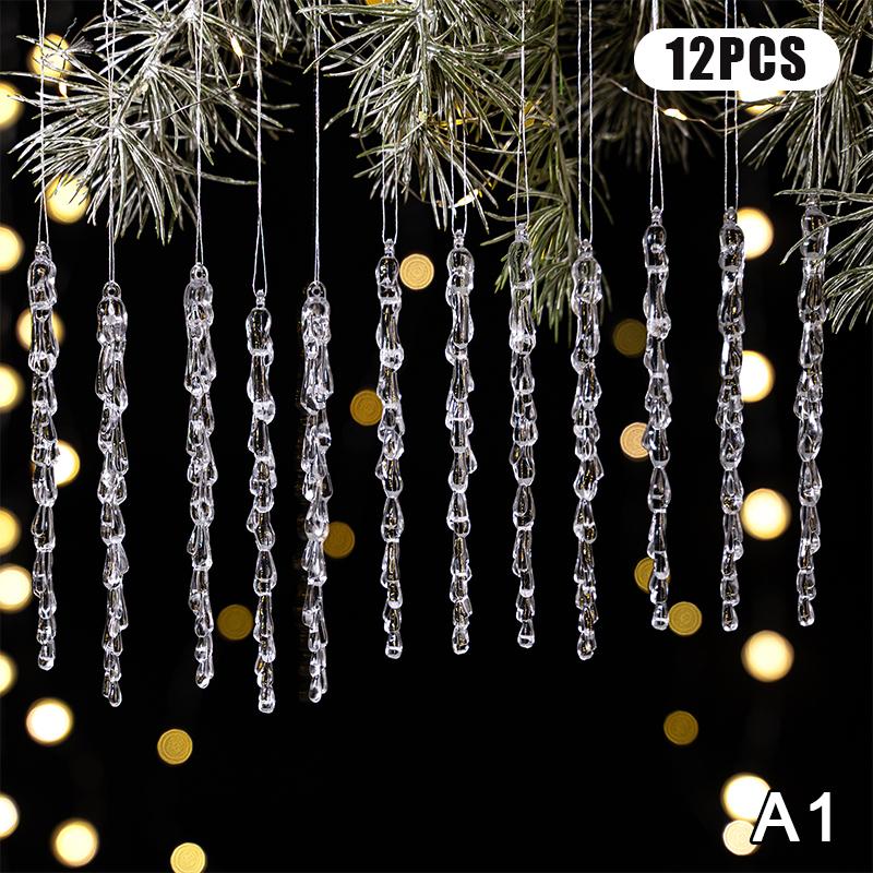 Прозрачные акриловые рождественские украшения для елки, рождественские подвесные украшения, подвесной декор в виде снежинки и сосульки, украшения для новогодней вечеринки