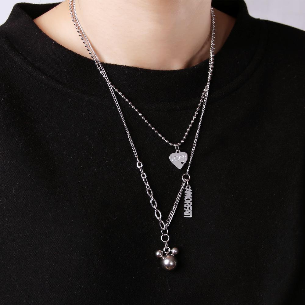 Ожерелье в стиле хип-хоп из титановой стали с подвеской для девочек, цепочка на ключицу, не выцветает, сетка красного цвета, универсальные ювелирные изделия