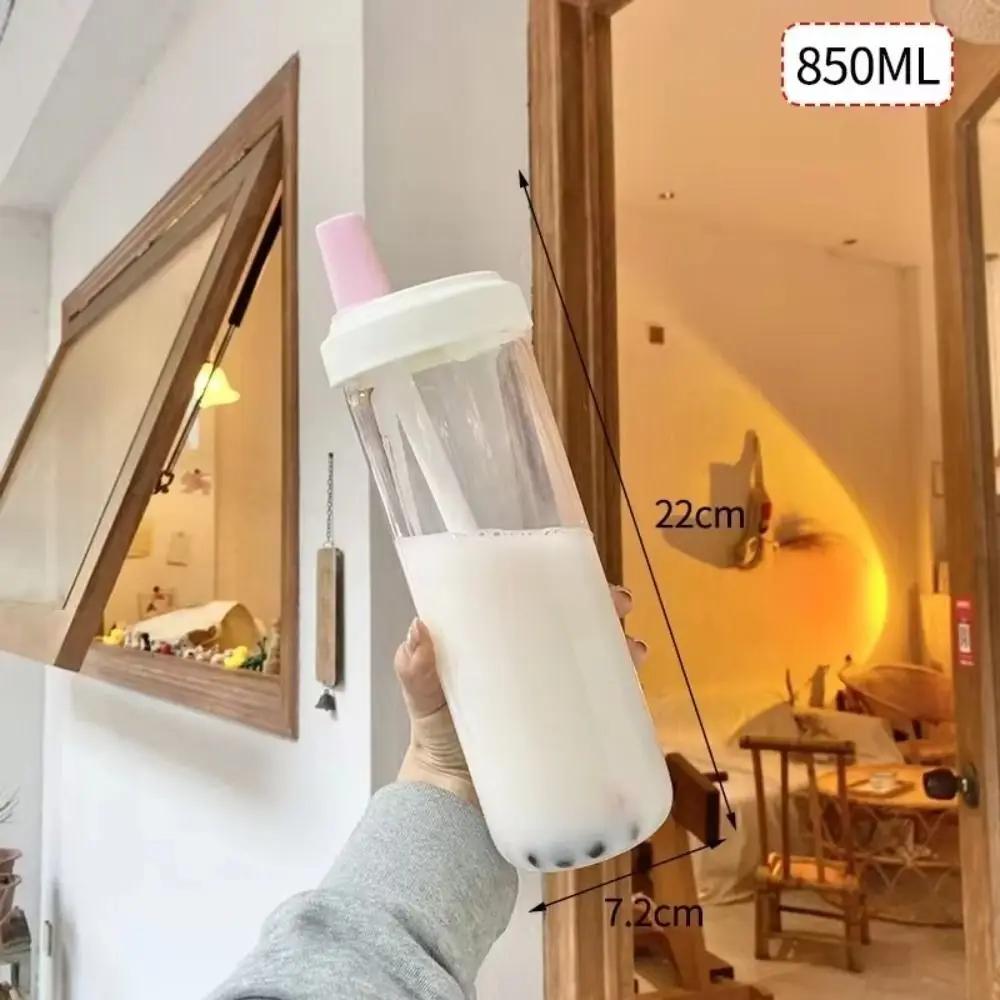 Бутылки для воды 850 мл Чашка с трубочкой Сок Молоко Пластиковая чашка с крышкой и трубочкой Чашки для бабл-чая Кофе Посуда большой емкости