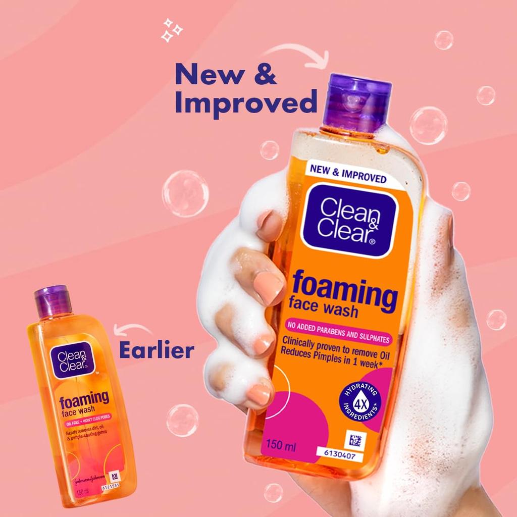 CLEAN & CLEAR Пенка для умывания для жирной кожи 150 мл Мягкое ежедневное очищающее средство Удаляет излишки жира Загрязнения Предотвращает появление прыщей Черных точек Подходит