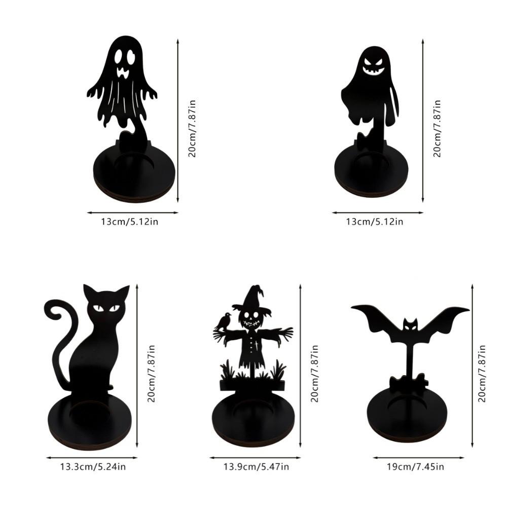 Black Cat Shadow Candle Holder Wooden Tealight Holder Unique Halloween Candle Stand Desktop
