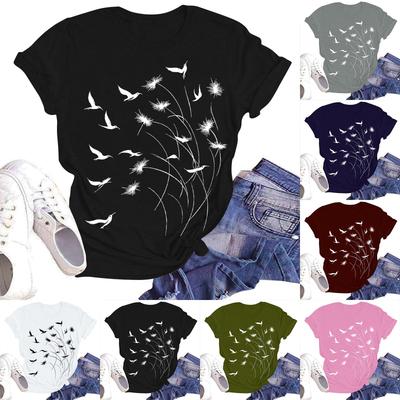 Женская повседневная модная уличная футболка с коротким рукавом и цветочным принтом