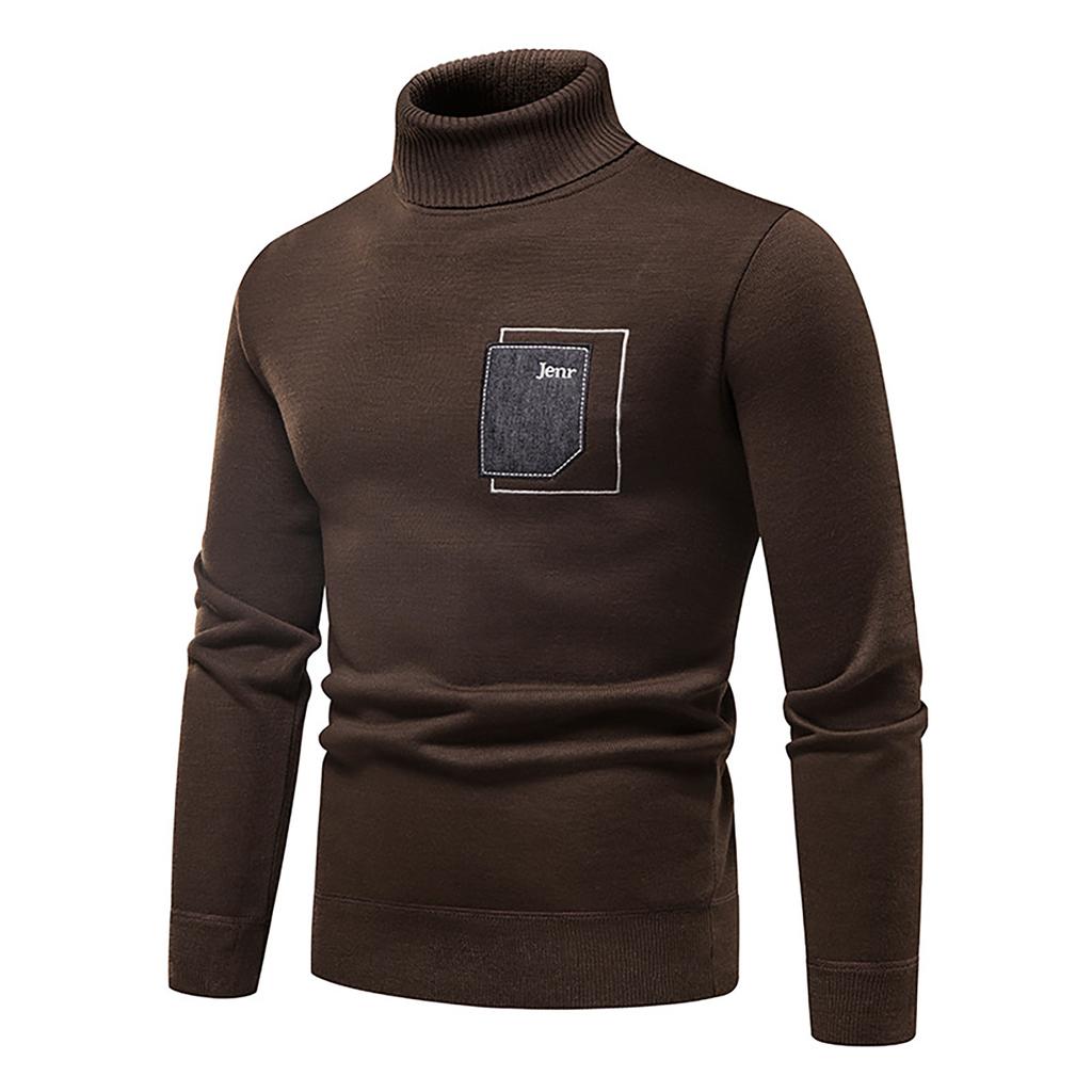 Men's Sweater High Neck Sweater Solid Color Slim Bottoming Sweater