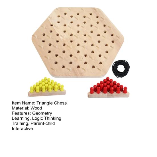 1 набор Треугольные шахматы Настольная игра от 2 до 4 игроков Геометрия Обучение фокусировке Логика Обучение Резиновая лента Треугольник Pegboard Стратегическая игра Игрушка