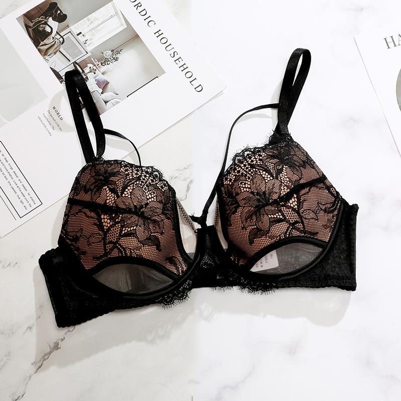 Сексуальный кружевной комплект нижнего белья Pure‑Desire, Комплект бюстгальтер-минимайзер с push-up эффектом против обвисания для женщин с большой грудью на осень