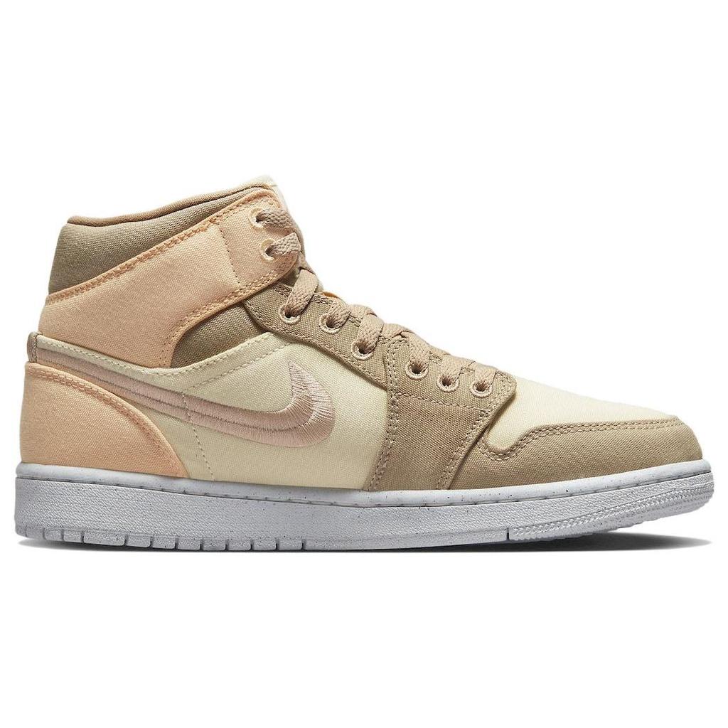 Air Jordan 1 Mid SE Muslin Canvas Women Sneakers Tan Celestial-Gold Sail DV0427-102