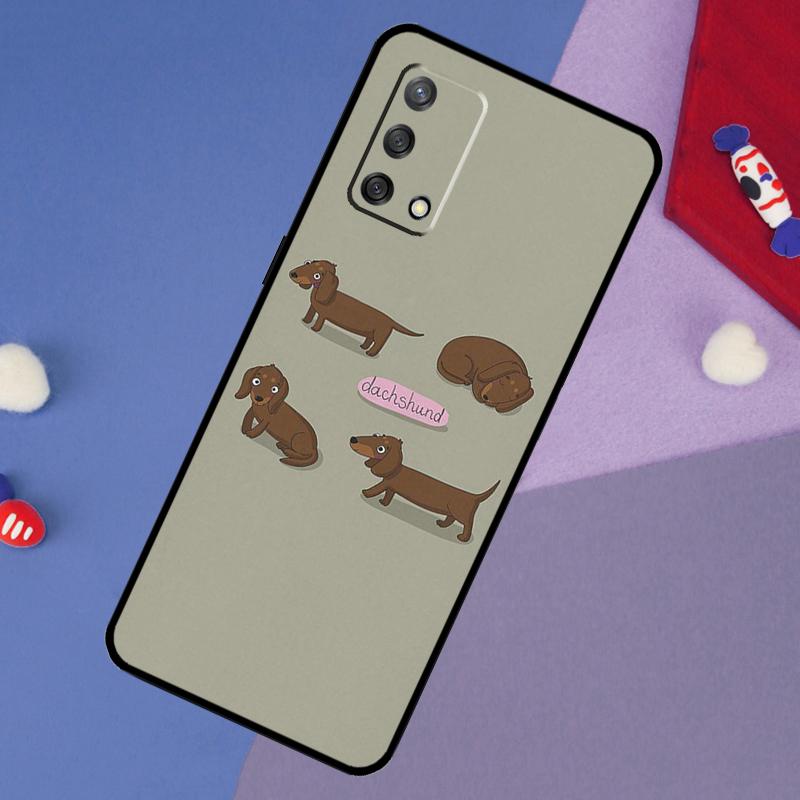 Чехол для собаки таксы для OPPO A96 A76 A16 A18 A58 A78 A98 A17 A77 A54 A57 S A74 A5 A9 A53 A52 A72 A15 A93