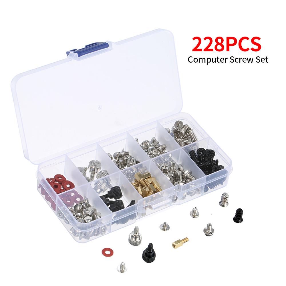 228PCS Basic Computer Screw Kit Desktop Computer Maintenance Screw Set for Computer Case Motherboard Graphics Hard