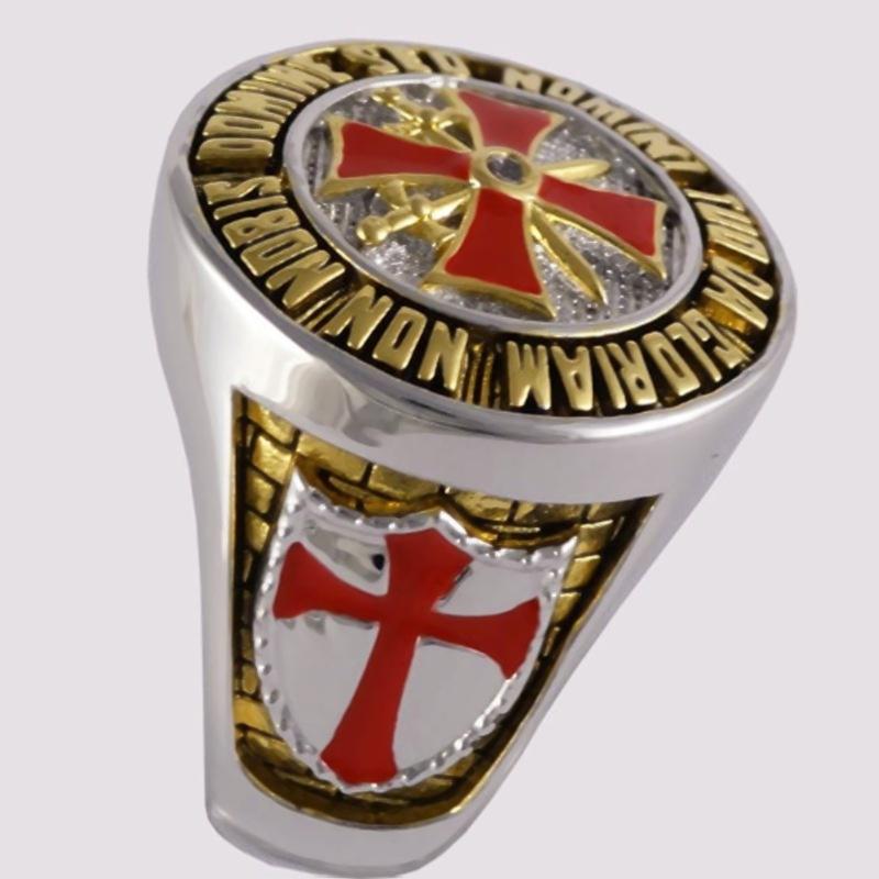 Кольцо из нержавеющей стали размера 7–14 в масонском стиле тамплиера Hoc Signo Vinces Knight