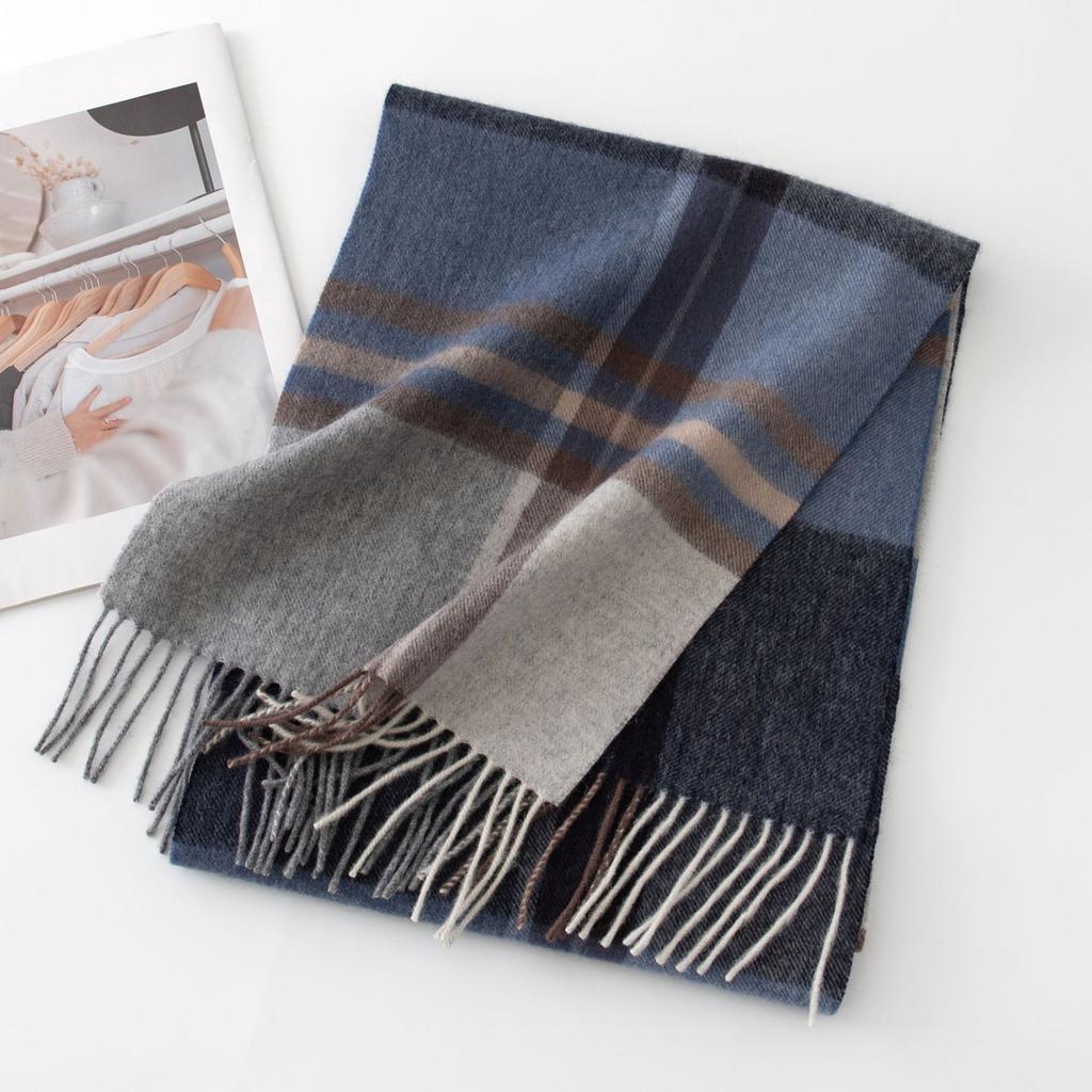 Рождественский шерстяной шарф для женщин, высококачественный и универсальный, клетчатые панели, теплый шарф для студентов