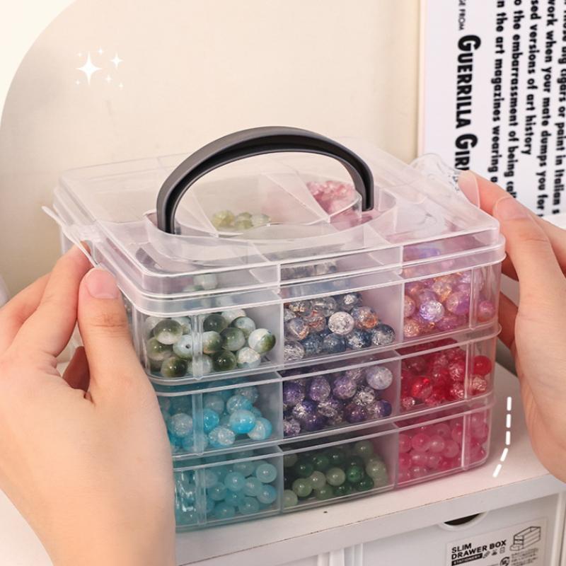 3 Tier 18-Grid Transparent Adjustable Stackable Compartment Slot Plastic Storage Box For Organizing Toys Jewelry Accessories