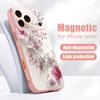Магнитный Чехол Для Magsafe Для iPhone 17 Pro Max Розовый Белый Цветочный Узор Покрытие С Ощущением Кожи Для iPhone 16 15 14 13 Pro Max