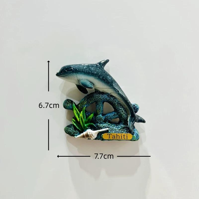 France Tahiti Marine Animals Resin Fridge Magnet Stickers Travel Souvenir Gift Landscape Refrigerator Magnet Home Kitchen Decor