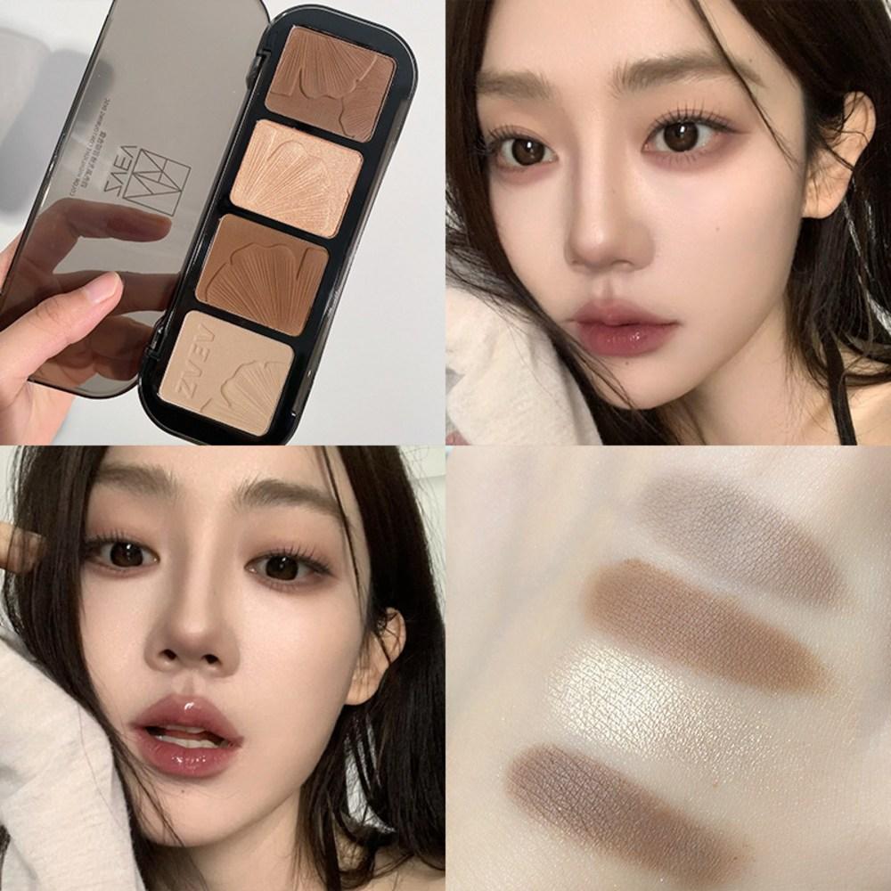 Пудра Aegyosal Face Stereoscopic Matte Brightening Bronzer Makeup Contouring Highlighter Shading Palette Natural Nose Shadow 4 Colors