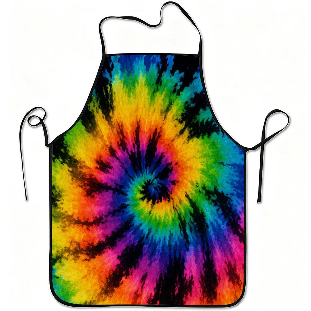 1pc Colorful Tie Dye Spiral Print Apron, Durable and Easy to Clean, Adjustable Waistband, Polyester Material, for Kitchen Cooking, Gardening, Orchard