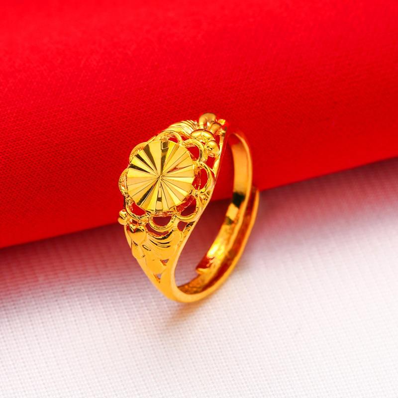 Gold Plated Lucky Ring Opening Adjustable Simple Transfer Ring For Women All-Match Luxury Finger Accessories