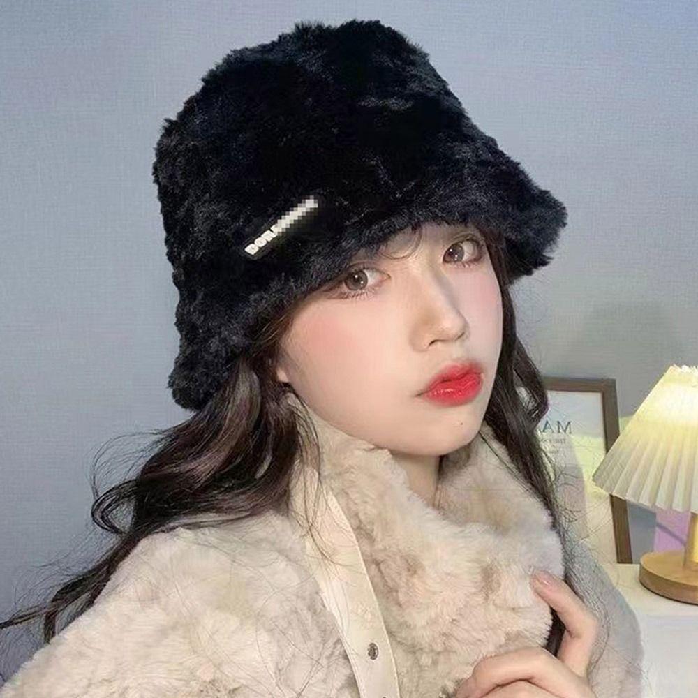 Плюшевая кепка рыбака, теплая кепка от солнца, плюшевая шляпа-ведро для женщин