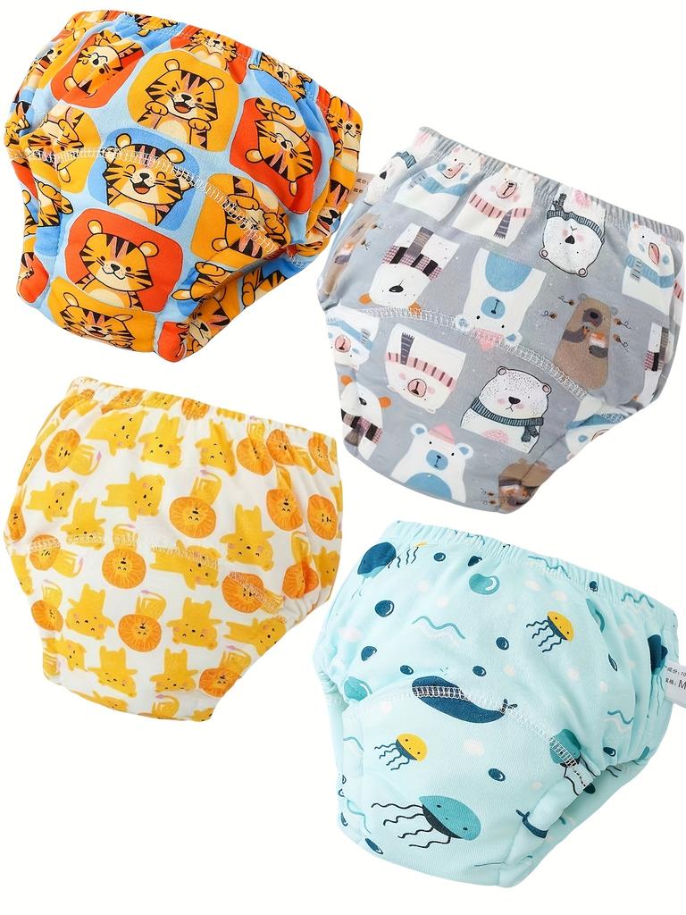 4-Pack Boys and Girls Training Pants, Comfortable Breathing Potty Train Shorts with Animal Patterns, Baby Christmas Gift
