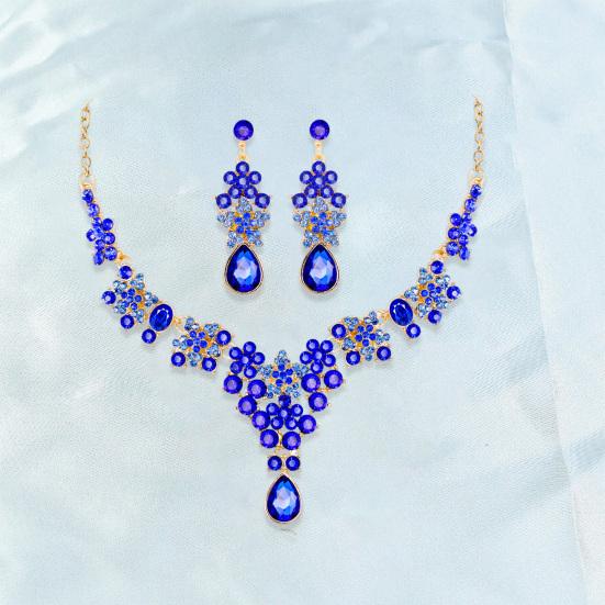 1 комплект ювелирных изделий для невесты, искусственное ожерелье с кристаллами, симметричный роскошный комплект, висячие серьги, выпускной вечер