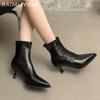Ботильоны на высоком каблуке женские с острым носком сексуальные кожаные туфли женские зимние туфли Tiend 2024 года туфли-лодочки на шпильке зимние челси Botas De Mujer