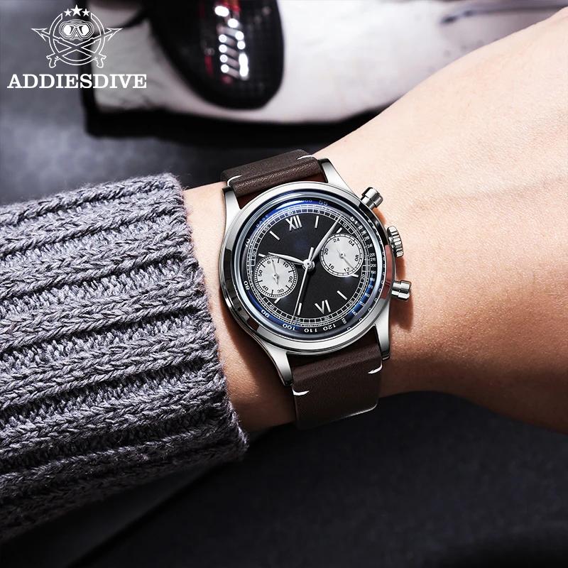 ADDIESDIVE AD2037 Men's Quartz Watch Bubble Mirror Glass 100m Diving Wristwatch 60min Chronograph for Man 38mm Relogio Masculino