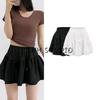 Summer New Product Women's Clothes French Girly Style Bows Design Pleating Decoration High Waist Cake Bubble Skirt
