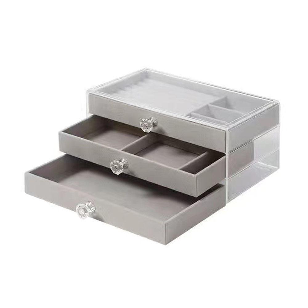 Dustproof Acrylic Jewelry Organizer Stackable Drawer Jewelry Box 3 Layers Jewelry Box Bedroom