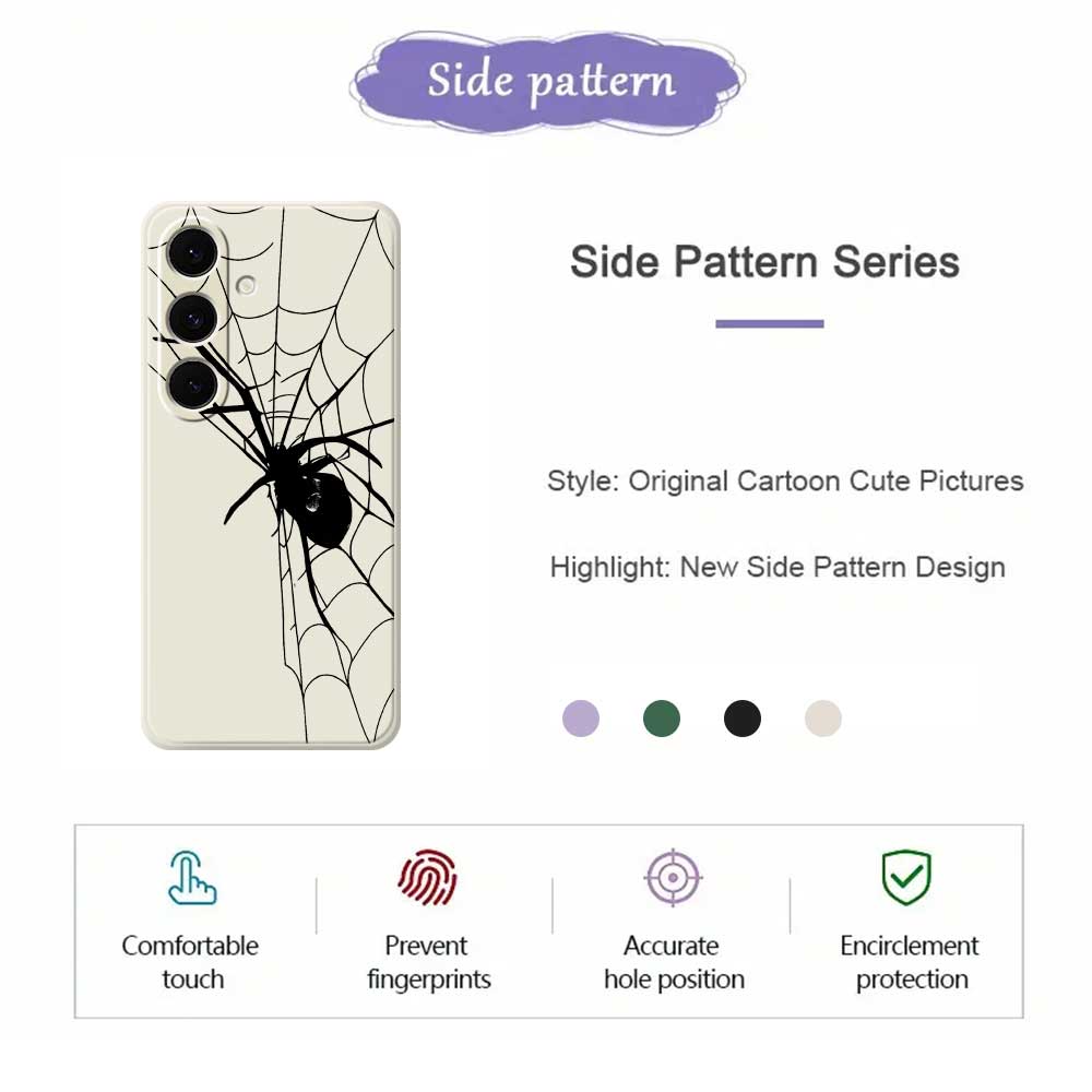 For Samsung Galaxy S25+ Case Spider Pattern Printing Straight Edge TPU Phone Back Cover