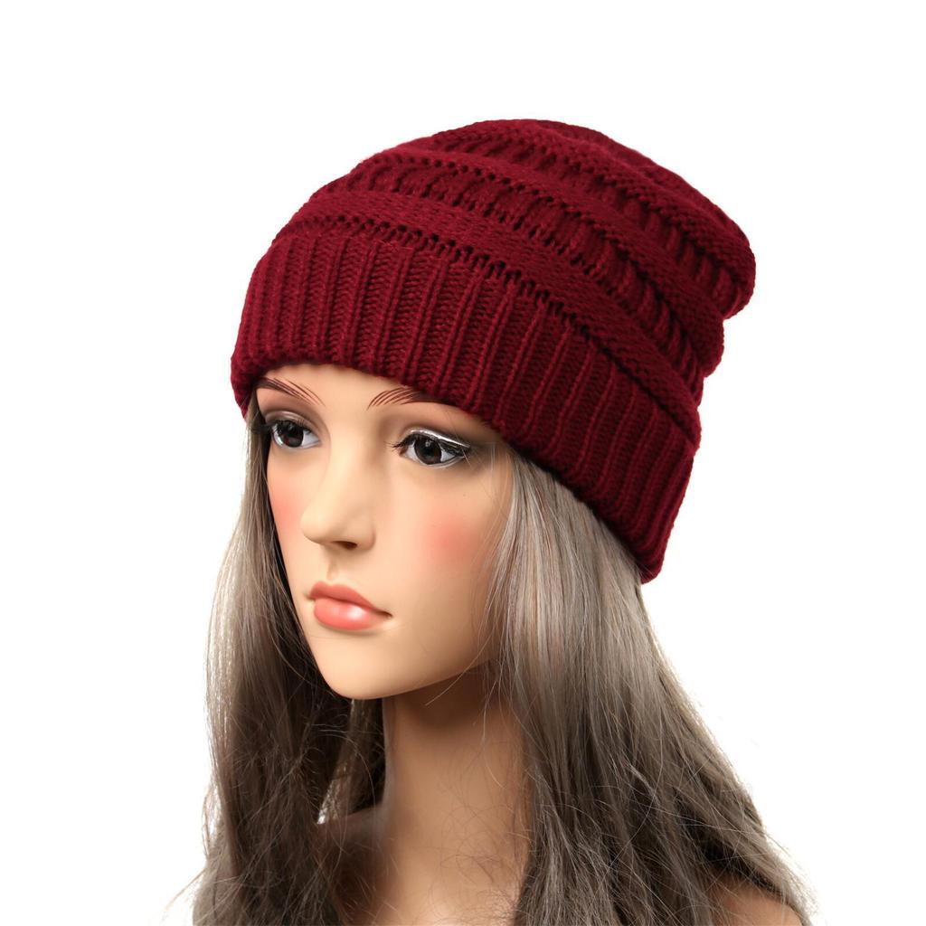 New Autumn And Winter Wool Cap European And American Women's Capped Cap Warm Knitted Cap Simple Solid-Coloured Cap