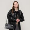 Square Leather Shoulder Bag (Black), RD24D25BKF0-7000026556