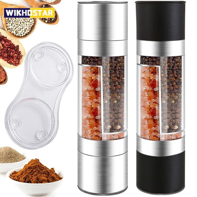 Мельница для соли и перца 2 в 1, ручная мельница из нержавеющей стали для соли и перца с регулируемой керамической мельницей для специй, кухонный инструмент
