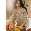 Loose Printed Chiffon Shirt for Women V-Neck Summer Top Lightweight and Comfortable