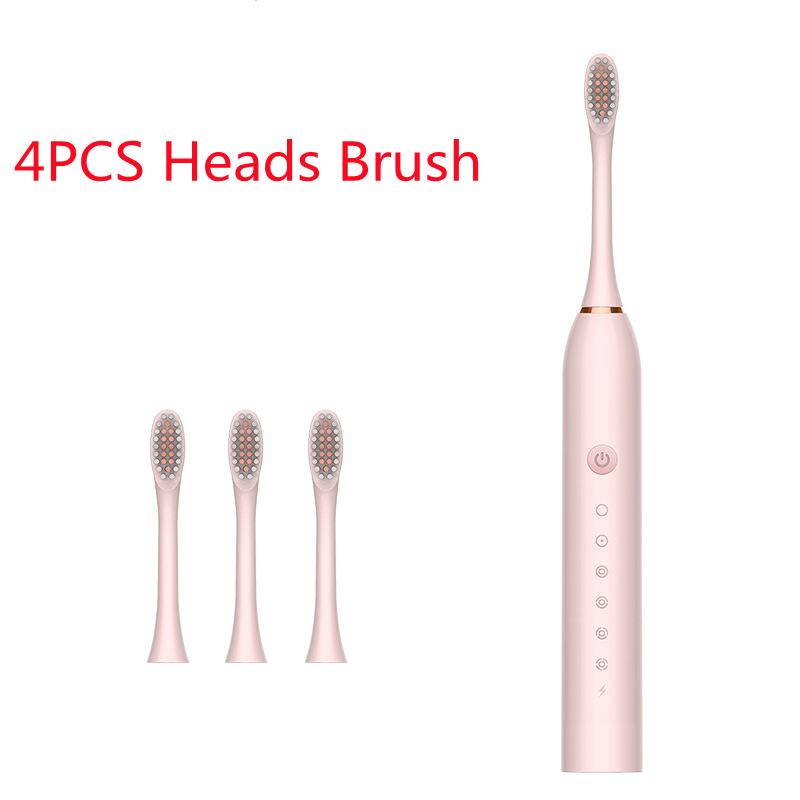 6 режимов, электрические зубные щетки для взрослых и детей, умный таймер, перезаряжаемая отбеливающая зубная щетка, IPX7, водонепроницаемая, 4 насадки