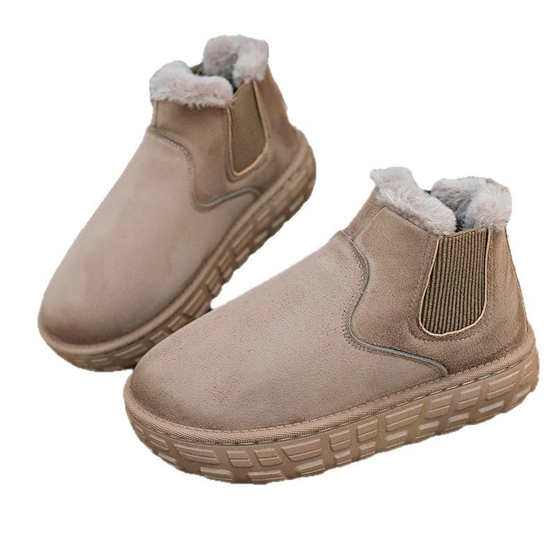 Женские зимние ботинки широкой полноты, эластичные ботильоны на платформе до щиколотки, однотонные зимние ботильоны оптом