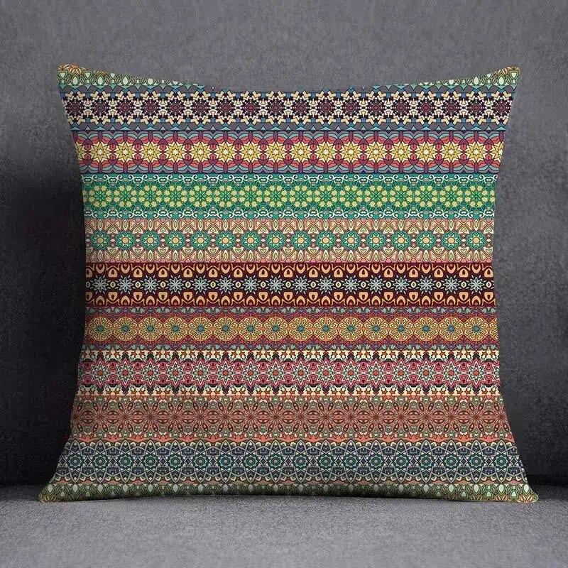 Retro Mandala Pattern Double Sided Pillowcase Decorative Square Cushion Cover for Home and Office Insert Not Included