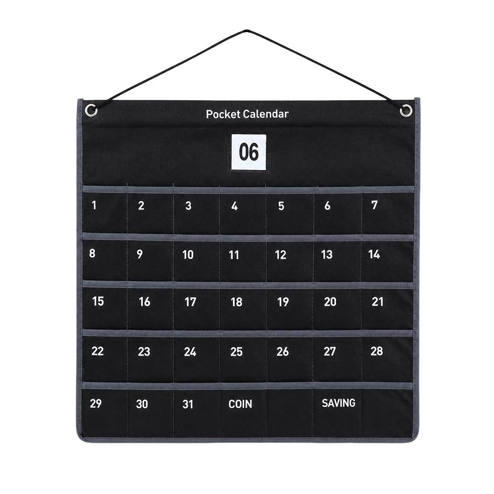 Wall Hanging Monthly Money-saving Calendar Nonwoven Fabric Hanging Bag with Calendar Home Office