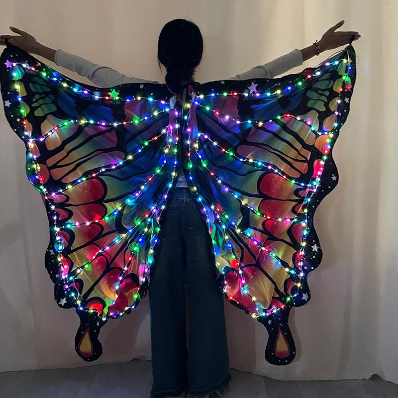 Adult Kids Led Butterfly Wings Luminous Fairy Wings App Control LED Butterfly Cloak Forest Dance Wear Campus Performance Costume
